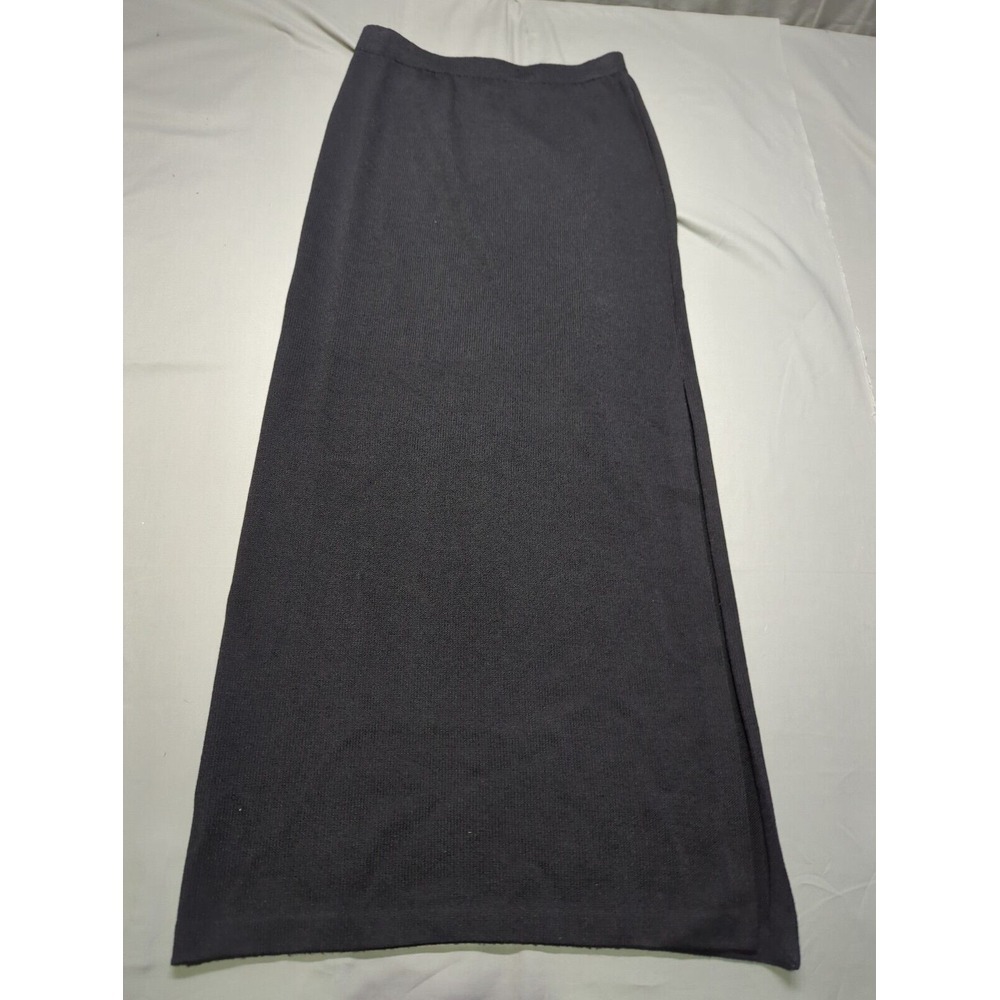 St John Basics Black Santana Knit Maxi Skirt Side Slit‎ Made in USA Size 8